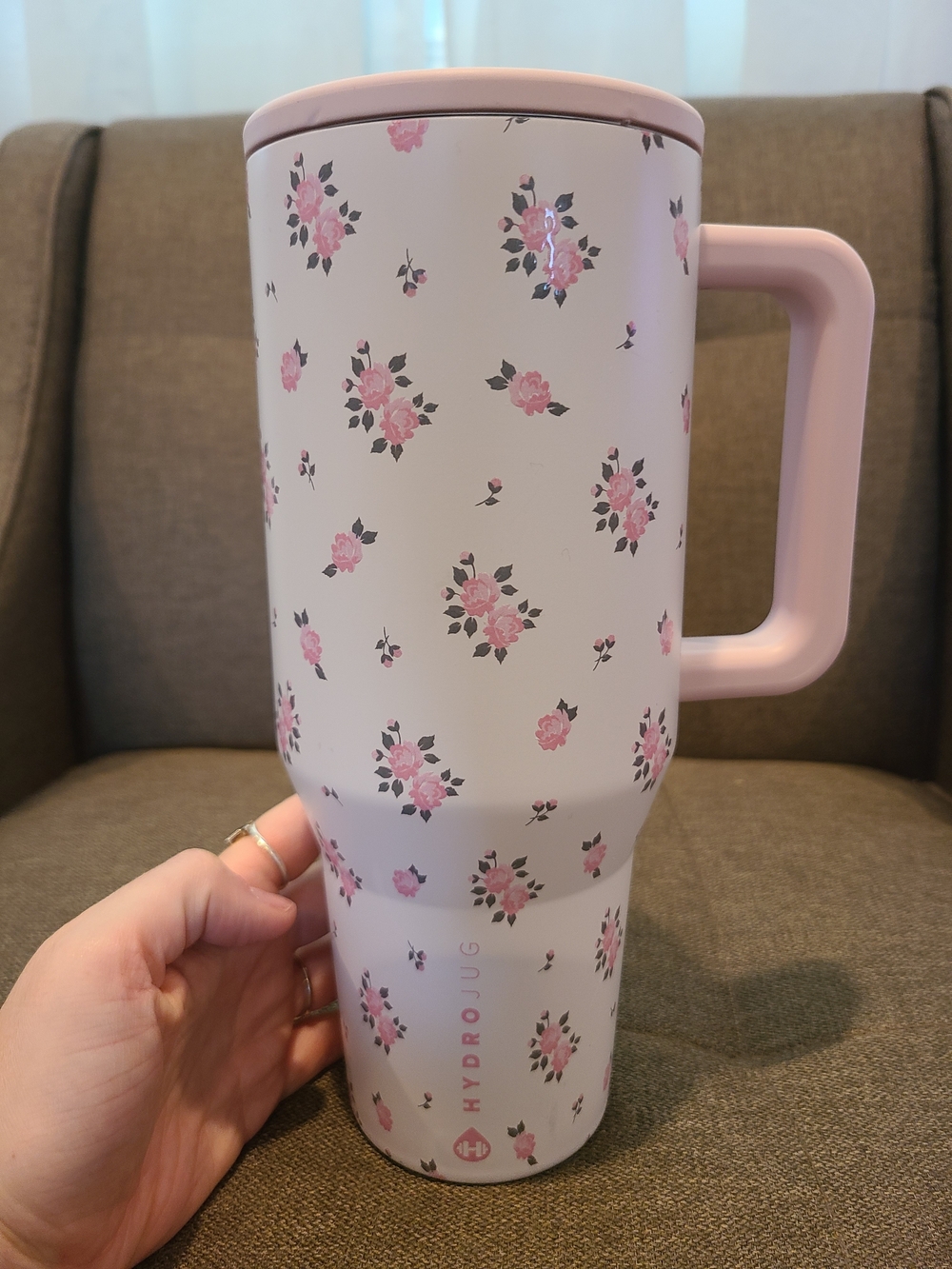 HydroJug Traveler tumbler in the "Wildrose" floral print pattern 40 oz